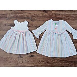 New Blueberi Boulevard Girls Multi Colored Seersucker Coat Dress Size 2T Spring